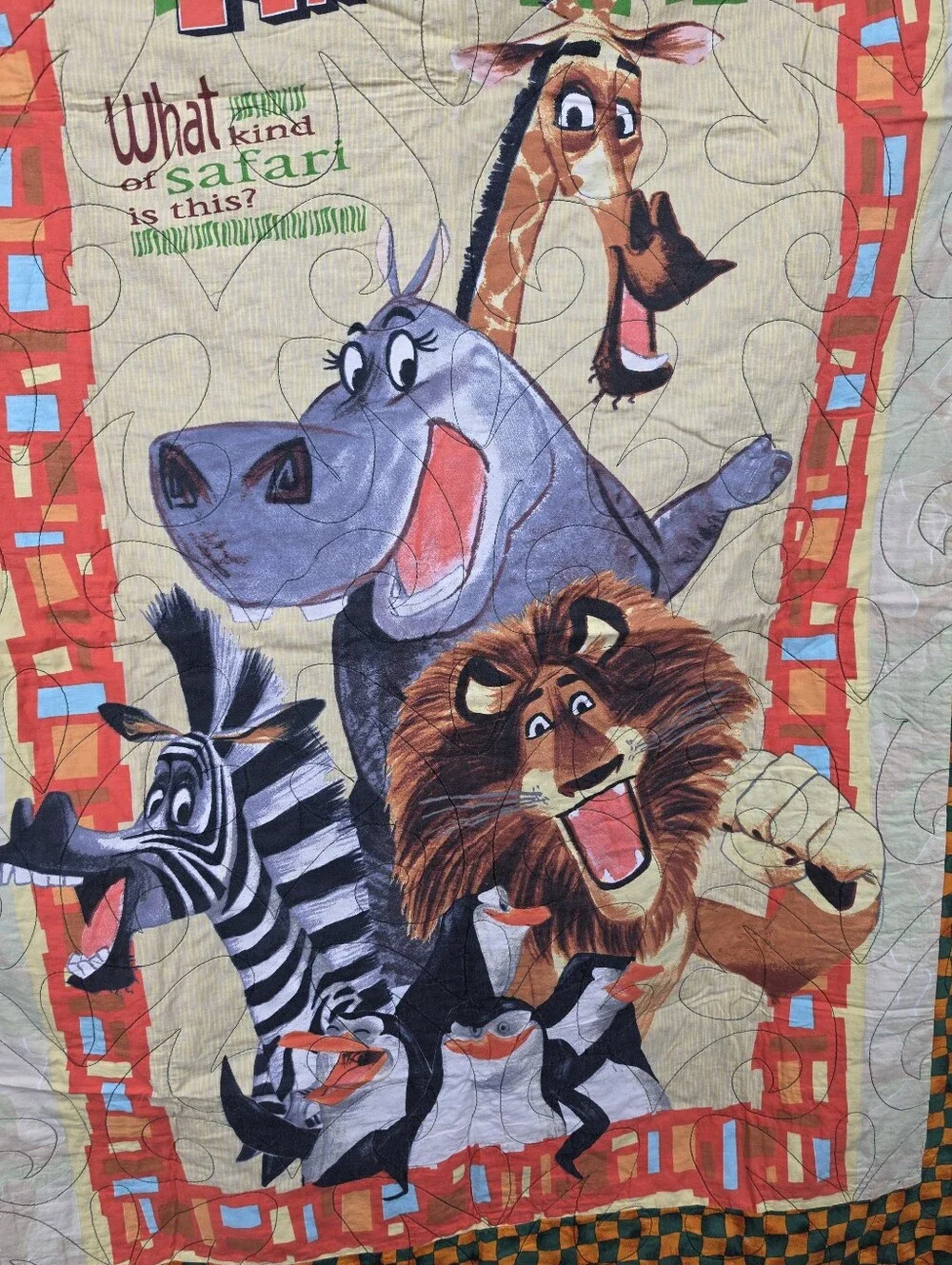 Madagascar Character Small Handmade Quilt Throw Blanket 39×50